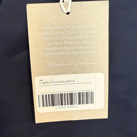 Everlane The Structured Cotton Jumpsuit In Navy Blue Size 8 New - Picture 10 of 12